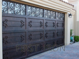 Antique Wrought Iron Garage Door with Glass Transom