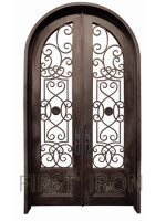 Antique Full Arched Wrought Iron Door