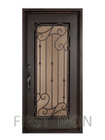 Flat Top Wrought Iron Single Door